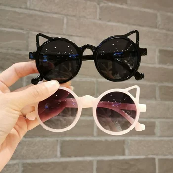 Летните слънчеви очила за момичета и момчета с мультяшными кошачьими уши, Улични детски Сладки vintage Слънчеви очила с Защита от Класически деца