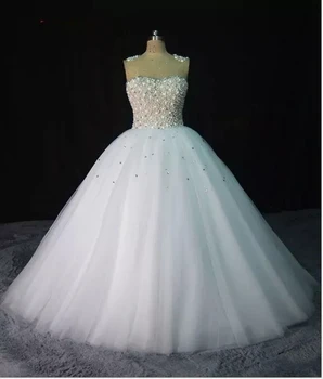 Луксозни Булчински рокли от тюл 2021, богемное сватбена рокля Robe De Mariee, сватбени рокли с пайети, сватбена рокля с високо деколте
