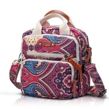 Малка чанта за памперси, Тоут, Модерна многофункционална детска чанта за майките в ретро стил, чанта-месинджър/Скитници/раница