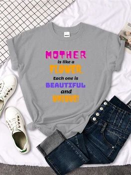 Мама е като цвете, Всяка от които е красива и уникална, Свободна риза в стил хип-хоп, Незаменим Ежедневни тениска, тениска Хипстерская