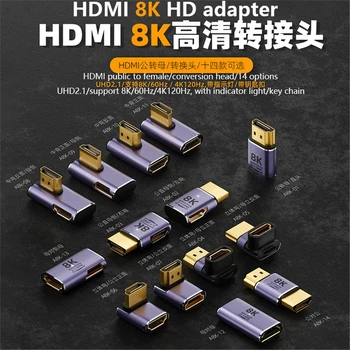 Мини/Микро 8K HDMI 2.1 Конектор Кабел-Адаптер с наклон под Ъгъл от 270 градуса и 90 Градуса, 2 бр., Конвертори между мъжете и Жените, Кабелен Адаптер, Удължител HD