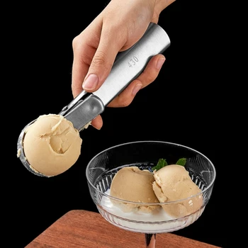 Многофункционални лъжички за сладолед от неръждаема стомана с двойно предназначение, плодови лъжица, химикалка лъжица за сладолед, Директна доставка