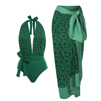 Модерен цял бански с завязками във формата на листенца, летен плажен женски костюм за фитнес, секси обикновен цвят, лукс, елегантност, оборудвана приятелка, минимализъм
