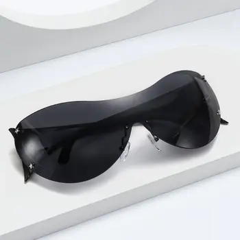 Модни дамски и мъжки слънчеви очила Y2K без рамки, цельнокроеные слънчеви очила