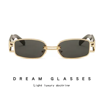 Модни малки правоъгълни дамски слънчеви очила, маркови дизайнерски реколта квадратни слънчеви очила в стил пънк, мъжки нюанси UV400, прозрачни очила
