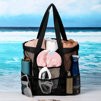 Мрежести плажни чанти голям Капацитет, Многофункционални Преносими Чанти за общежития на колежа, bathroom, desk, hairdryer, Бързосъхнеща чанта за плуване, чанта за съхранение във фитнеса