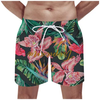 Мъжки къси панталони с принтом, нови хавайски плаж модни дишащи ежедневни панталони, мъжки къси панталони Pantalones Cortos De Hombre шорти за мъже