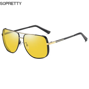 Нови Мъжки Поляризирани Слънчеви Очила в Квадратна Рамка, Метални Очила за Нощно Виждане За Шофиране, Фотохромичните Слънчеви Очила С Антирефлексно покритие HSA616