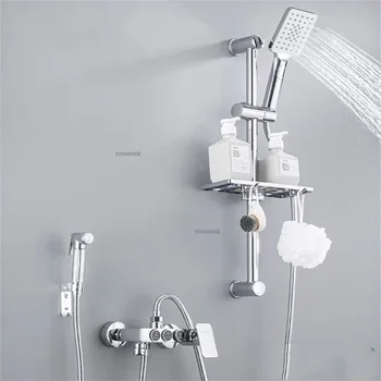 Обикновен смесител за баня, комплекти за къпане, Домакински латунная система струя за душ Стенен ръчен маркуч за душ от PVC, хром