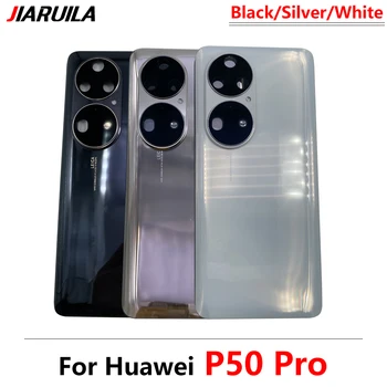 Оригиналната задния капак на Отделението за батерията със стъклена рамка, задната капачка на обектива за Huawei P50 Pro, делото, а на задната със стъклен капак