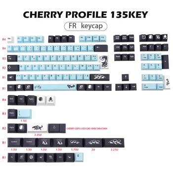 Оцветяване Подложный Капачка Mizu Keycap EN ISO Layout PBT Франция Капачки за Ключове MX Switch Ръчна Детска Клавиатура Cherry Profile Key cap 135 Клавиши