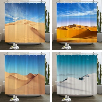 Природни пейзажи пустинята Завеса за душ с 3D принтом пейзаж от завеса за баня, тъканни завеси за баня, начало декор, водоустойчив с една кука