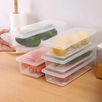 Прозрачен кухненски кутия за съхранение на Домати, Чесън, Лук, Лимон, Кошница за източване на плодове и Зеленчуци, Кутия за съхранение на продукти, пластмаса за многократна употреба