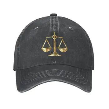Пънк памук златни везни на правосъдието закон с логото на бейзболна шапка за мъже жени дишаща адвокат правна страна татко шапка открит