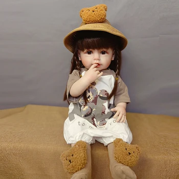 Реалистична кукла-Реборн 55 см, силиконова кукла-Реборн за цялото тяло, която може да покрие коледен подарък за деца