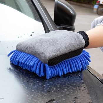 Ръкавици за миене на автомобили, сини, жълти, оранжеви ръкавици от микрофибър за измиване на автомобили, здрави двустранни ръкавици за почистване, аксесоари за измиване на автомобили