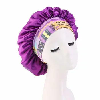 Сатен нощни шапки за сън, за жени, 1 бр., африкански разтеглив високоскоростен шапки с флорални принтом, шапки за грижа за косата, превръзка на главата, маски, чепчики