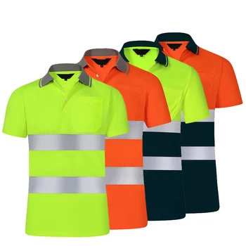 Светоотражающая Защитно Риза За Нощна Работа, Бързосъхнеща Тениска С къси Ръкави, Защитно Облекло За Строителна работно облекло