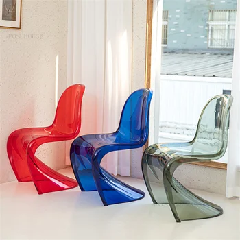 Скандинавските пластмасови трапезни столове, Модерен прозрачен акрилен стол за Хранене, Творчески кристална Стол С облегалка, Мебели за Трапезария
