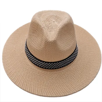Сламена шапка, плажни шапки, Ежедневни панама, дишаща реколта ковбойская джаз шапка, плетени годишна жена мъжка шапка