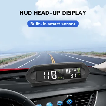 Слънчев дигитален авто скоростомер с HUD дисплей на температурата/височина, GPS система, напомняне за превишаване на скоростта, умората при шофиране