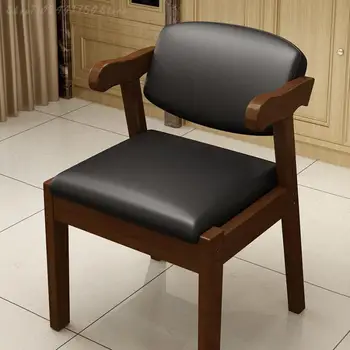 Стол с гръб от масивно дърво, маса за Хранене, Стол, Прост, модерен, маса за хранене и стол за Компютър, стол, работен плот