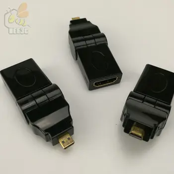 ТИП D Micro HDMI-съвместим конектор за свързване към HDMI конектора, въртящ се на 180 градуса под прав ъгъл 90, кабел-конвертор за таблет 500 бр.