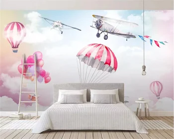 Тапети Papel De Parede по поръчка, модерен, Лесен и цветен балон, самолет, спалня, детска стая, фон, рисувани стенни