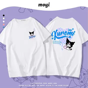 Тениска Sanrios Kawaii Kuromi с къс ръкав, дамски дрехи в стила аниме, нов летен топ с къс ръкав, подарък за рожден ден