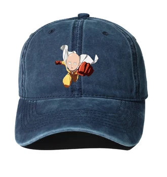 Тийнейджърката мультяшная деним бейзболна шапка, шапка, мъжки, женски каубойски шапки, промытая памучен хип-хоп шапка за аниме one punch man Hat
