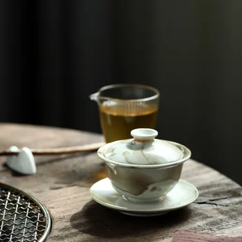 Чаена чаша с покритие от Глазура, Печени на фурна, Голям размер, Удебелена и защищающая От Изгаряния, Купа за Варене на чай San Cai Bei Единични Чай Цзиндэчжэнь Кунг-фу