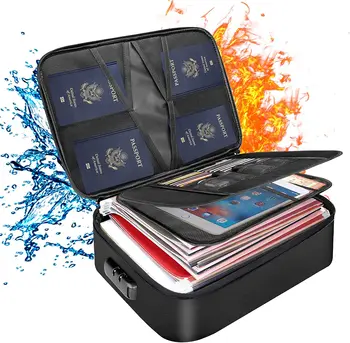 Чанта за документи D3, Запирающаяся 3-слойная Пожароустойчива кутия за съхранение на документи, Водоустойчив пътни чанти с цип, Сертификати, Пътни чанти