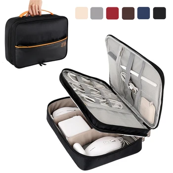 Чанта за съхранение на кабел, Преносимо USB зарядно устройство, организатор за кабели, водоустойчива чанта за съхранение на слушалки iPad за офис, кабелен органайзер за пътуване