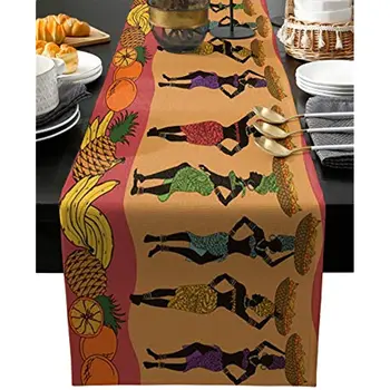 Черни Африкански дамски ленени покривки, декори за шкафа, шал, миещи покривки за масата за хранене, декорация на празнични партита