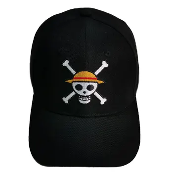 Шапка с бродерия под формата на пиратски череп от аниме JP, черна бейзболна шапка